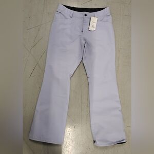 Volcom Hallen Snowboard Pants Womens L XX Long Zip Tech 10K Waterproof Ski Gray